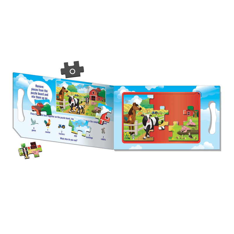 Melissa & Doug Take-Along Magnetic Jigsaw Puzzles Travel Toy – On the Farm (2 15-Piece Puzzles)