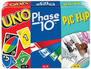 UNO, Phase 10 and Pic Flip Bundle Tin, 3 Mattel Card Games