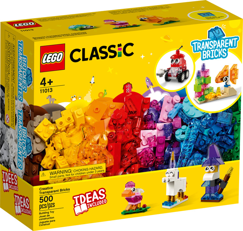LEGO Classic Creative Transparent Bricks 11013 Building Toy with Transparent Bricks (500 Pieces)