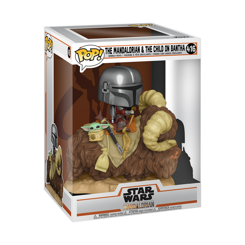 Funko POP! Deluxe: The Mandalorian - Mandalorian on Bantha with Child in Bag