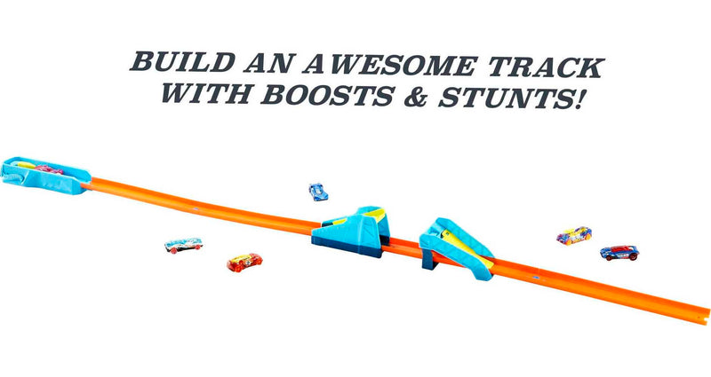 Hot Wheels Celebration Box Complete Starter Set with 6 Cars, Track & Ramps Car Vehicle Playset, 13 Pieces