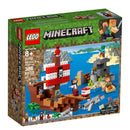 LEGO Minecraft The Pirate Ship Adventure 21152 Pirate Ship Boat Shark Treasure Chest Building Toy Kit (386 Pieces)