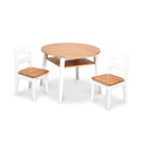 Melissa & Doug Wooden Round Table and 2 Chairs Set – Kids Furniture for Playroom, Light Woodgrain and White 2-Tone Finish