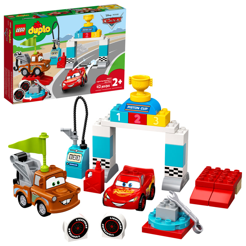 LEGO DUPLO Disney and Pixar Cars Lightning McQueen’s Race Day 10924 Toddler Building Toy With Lightning McQueen and Mater (42 Pieces)
